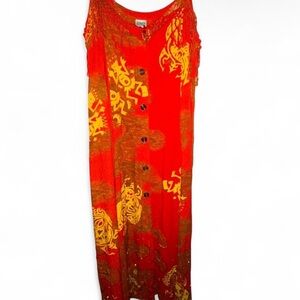 Bohemian Red Maxi Dress with Fringe Detail